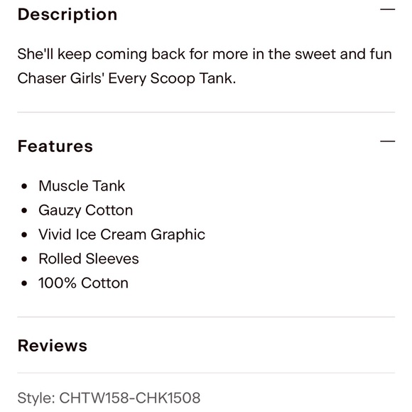 NWT, Chaser, Girls, Every Scoop Tank - Picture 2 of 5